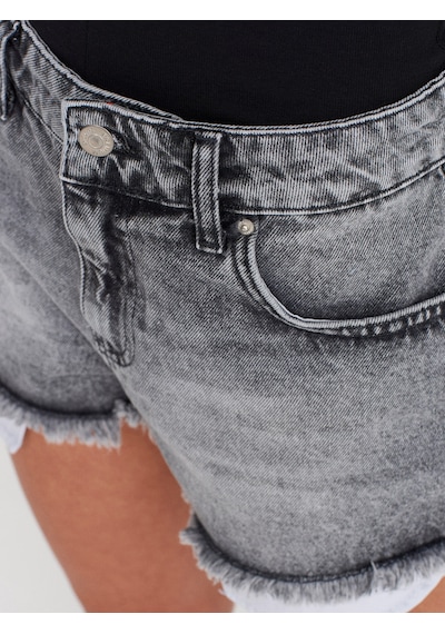 Dilvin 72014 Kar Yıkama Kısa Denim Şort-antrasit Antrasit
