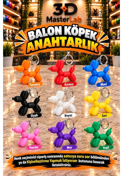 Sevimli Balon Köpek Figür Anahtarlık
