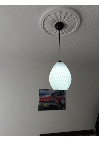 Laaysa 3d Desıgn Spıral Bohem Beyaz Sarkıt Avize Modern Tasarım Yatak Odası Salon Yemek Odası Beyaz