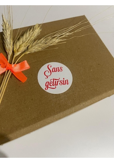 Şans Getirsin Kırmızı Kalın El Yazılı Yuvarlak Yapışkanlı Etiket 5x5 Cm 100 Adet