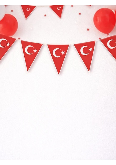 Türk Bayrağı Baskılı Üçgen Flama Bayrak Sınıf Okul Milli Bayram Dekoru Diğer