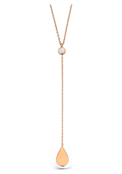 Sallantılı Gümüş Damla Kolye Rose Gold