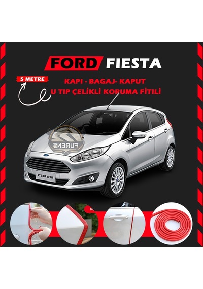 Ford Fiesta Oto Araç Kapı Koruma Fitili 5metre Parlak Kırmızı Renk