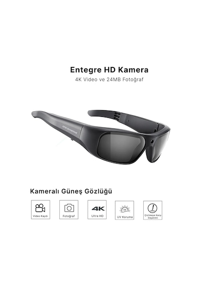 628 4k Ultra Hd Kameralı Akıllı Güneş Gözlüğü - 128gb Hafıza, Tr90 Esnek Çerçeve, Uv Korumalı