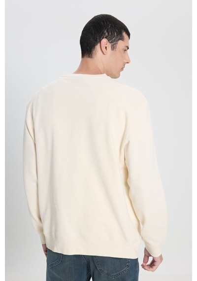 Wrangler Erkek Regular Fit Normal Kesim Pamuk Bisiklet Yaka Şardonlu Sweatshirt - L81ıry Beyaz