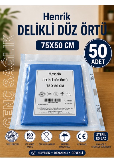 Steril Delikli Düz Örtü 75 50cm 50'li