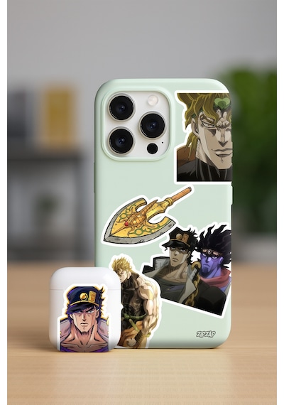 Jojo No Kimyou Na Bouken Part 3 Anime Telefon Laptop Yapışkanlı Folyo Sticker Paketi 25 Adet Çok Renkli