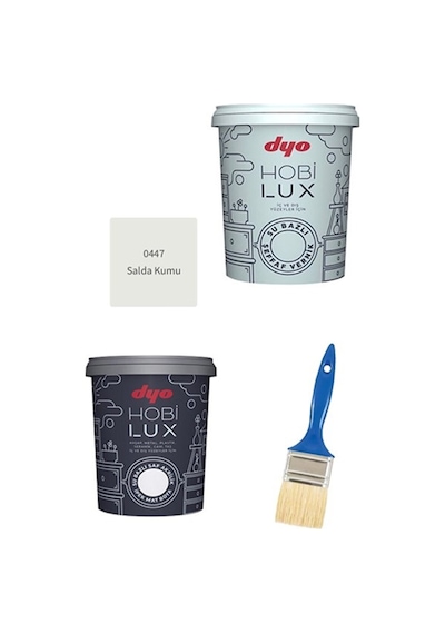 Hobilux 0,9lt Set Hobilux Akrilik Ipek Mat Boya + Hobilux Ipek Mat Vernik + Kestirme Fırça Salda Kumu
