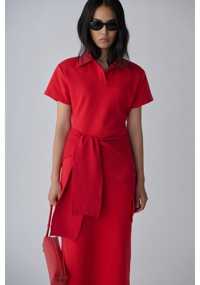 Suud Collection Kırmızı Raine Polo Yaka Elbise