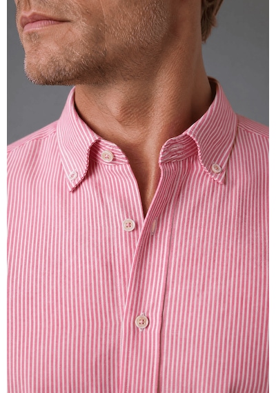 Bisse Pembe Regular Fit Pamuk Keten Uzun Paşa Yaka Gömlek Gmktn250006 C29