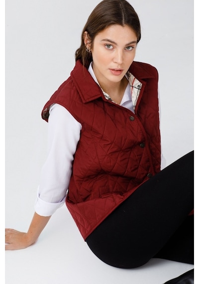 Desen Triko Kadın Kapitone Yelek 02421437 Bordo Bordo