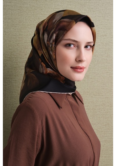 Armine Sura İpek Eşarp 2026-2027 - Sonbahar Kış-asm9611 Siyah-Yeşil