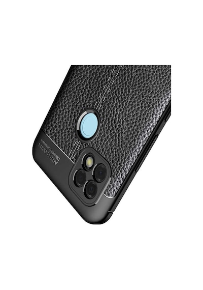 Smcase Realme C21 Kılıf Kamera Korumalı Deri Dokulu Niss Silikon Siyah