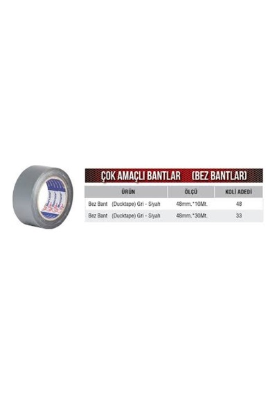 Mercure Çok Amaçlı Bez Band 48Mmx10 Mt.-Siyah
