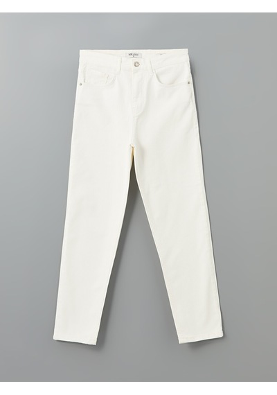 Lcw Jeans Beyaz Mom Fit Kadın Jean Pantolon