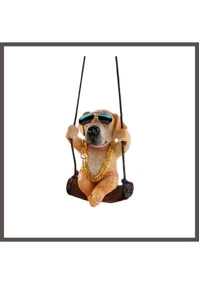 Bezos Araç İçi Dikiz Aynası Asma Dekoratif Süs Köpek Salıncaklı Altın Kahve Nxrlvng