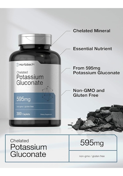 Horbäach Chelated Potassium Gluconate 595mg 300 Capsul.usa ...