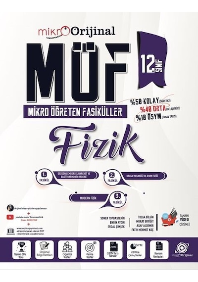 Orijinal Mikro 12. Sınıf Fizik Möf Mikro Öğreten 3 Lü Fasikül Seti