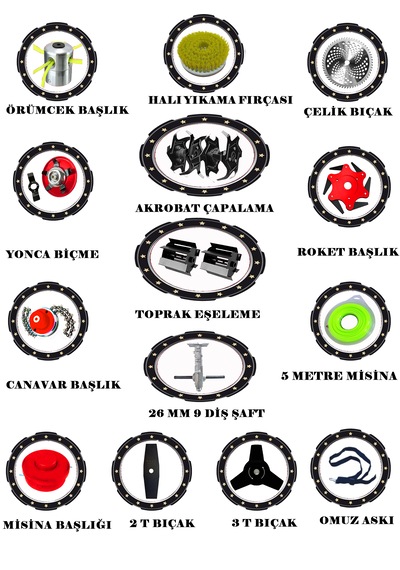 Eisenn German Grünpro-15 F400 Yan Tip Tırpan + Akrobat Çapalama + Toprak Eşeleme 15 Parça Tam Set