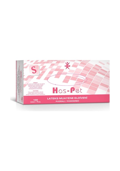 Has-Pet Pudralı Latex Muayene Eldiveni 100'lü S