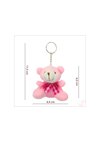 Pelüş Ayıcık Anahtarlık, 6,5 Cm X 6,5 Cm - Pembe