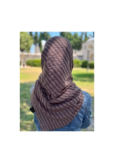 Aldaıyr Adet - Jakarlı Caz Eşarp 120 X120 Pamuk Kahverengi