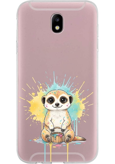 Samsung Galaxy J7 Pro İle Uyumlu Splash Mirket Tasarımlı Şeffaf Silikon Kılıf Şeffaf