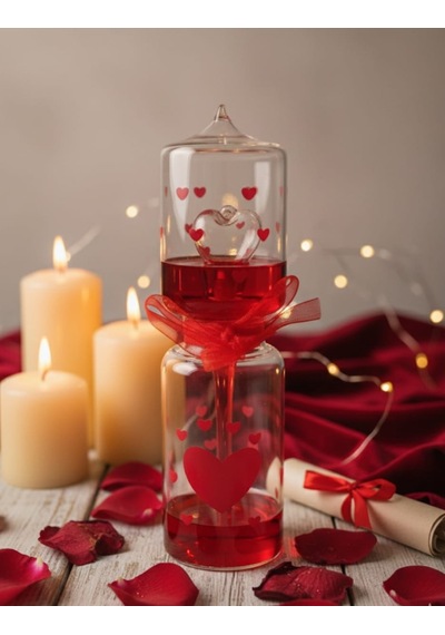 Kırmızı Cam Fanus Aşk Ölçer El Isısı İle Çalışan Love Matter Romantik Aşk Metresi Cam Küre