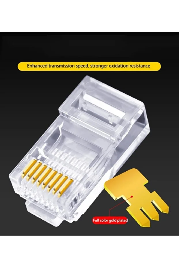 100 Adet Yeni Nesil Delikli Rj45 Cat5 Cat6 Ethernet Internet Kablo Soketi Konnektör 8p8c Jack Utp Uç