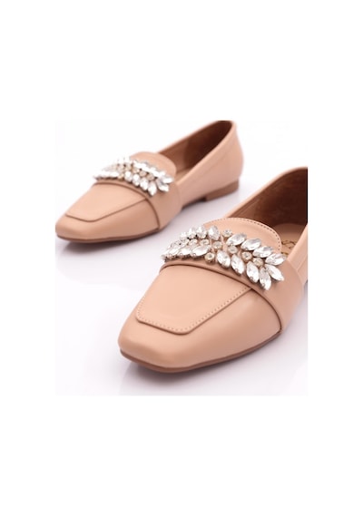 Dgn 50085-23y Kadin Kristal Taşli Tokali Loafer 5008-1423-R15042 Ten Rengi