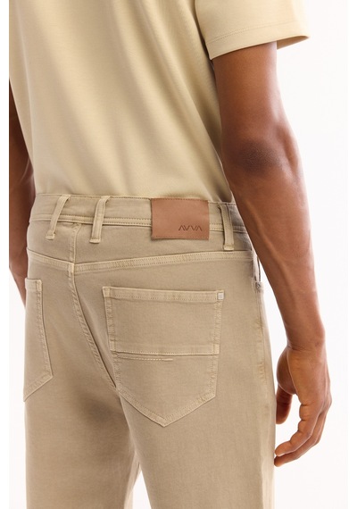 Avva Erkek Bej Klasik Bel Pamuklu Parça Boya Yıkamalı Roma Crop Slim Fit Jean Pantolon A52y3552