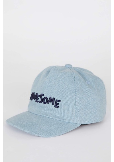 DeFacto Erkek Bebek Nakışlı Jean Cap Şapka D8379A525SMBE2 Mavi