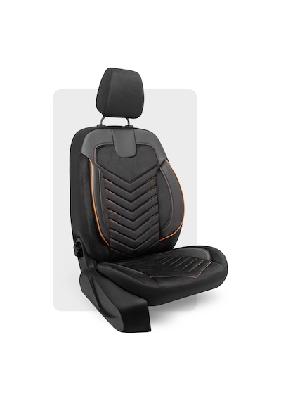 Otexo Carbon Hafif Ticari Arka 2+1 Airbag Uyumlu Ortopedik Destekli Universal Oto Koltuk Kılıfı Siyah - Taba İp