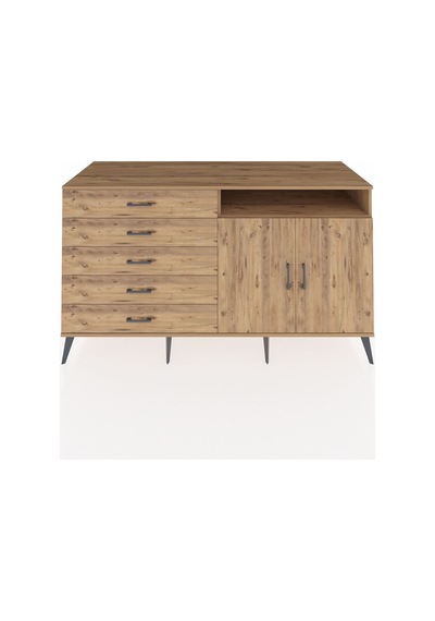 Kronos Konsol 2 Raflı 5 Çekmeceli 2 Kapaklı 176x59x99 Çam-çam Çam-çam
