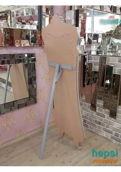 Bihter Model Gümüş Renk Varaklı Ayaklı Boy Aynası