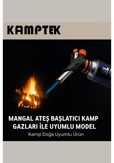 Kamp Mangal Ateş Başlatıcı Profesyonel Pürmüz Başlık Kamp Çakmağı Bütün Kamp Gazları İle Uyumlu Pro Turuncu