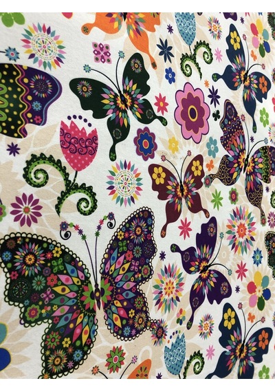 Enesar Home Butterfly Renkli Kelebek Desenli Kumaş Kırlentlik Döşemelik Kumaş Dijital Baskı 100 x 140 cm