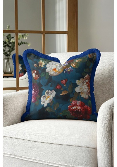 Çiçek Desen Barok Saçaklı Yastık Kılıfı-romantik Floral Petrol Mavi Lacivert Püsküllü Kırlent Kılıfı Puslu Esinti Nektar Çiçek Desen Barok Saçaklı Yastık Kılıfı-romantik Floral Petrol Mavi Lacivert Püsküllü Kırlent Kılıfı Puslu Esinti Nektar