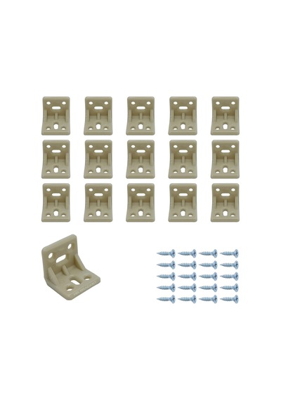 Mr.bracket 15 Ad. Krem Plastik L Gönye Köşebent 25x25x30mm - Mobilya Dolap Raf Çekmece Sehpa Sandalye Birleştirme S Diğer