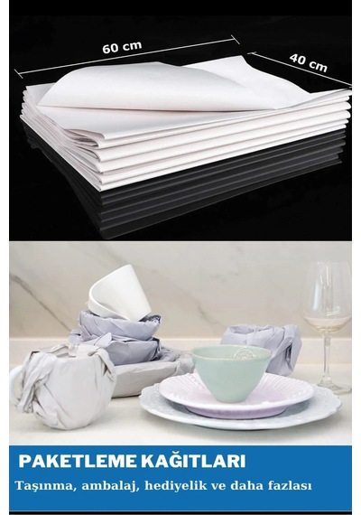 1 Kg 40x60 Cm Beyaz Paketleme Sarma Kağıdı Eşya Taşıma Tabak Bardak Sarma Kağıdı