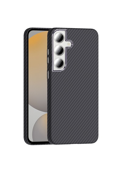 Zore Samsung Galaxy Uyumlu S24 Fe Kılıf M-safe Şarj Özellikli Karbon Fiber Görünümlü Nvth Gros Kapak - Siyah