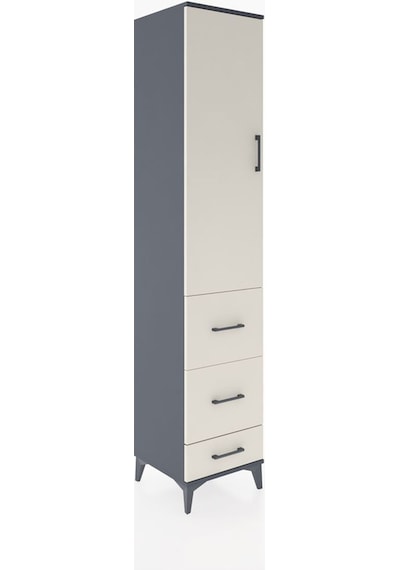 Hyperion Dolap 3 Raflı 3 Çekmeceli Tek Kapaklı 44x44x221 Antrasit-aytaşı Antrasit