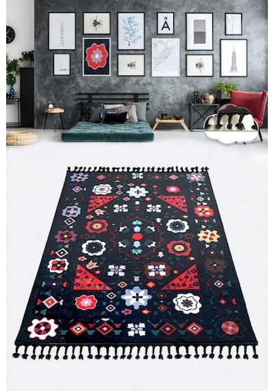 Carvıng 100X200 Cm Dekoratif Halı , Kaymaz Halı