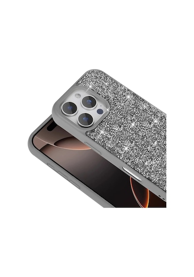 More Tr Apple Uyumlu iPhone 16 Pro Kılıf Parlak Taşlı Tasarım Mtr Pırlanta Kapak - Gold