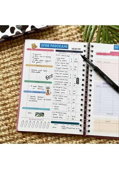 Kişiye Özel İnek Desenli Spiralli Defter Ve Esprili Tasarım Seramik Kupa Seti - Motivasyon Hediyesi