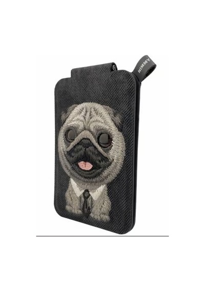 Magsafe Uyumlu Manyetik 3d Nakışlı Kartlık Stand - Takip Eden Gözler Kravatlı Siyah Pug