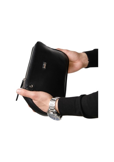 Mft Leather Hakiki Deri Unisex El Çantası Moon Bag 4381 Napa Siyah