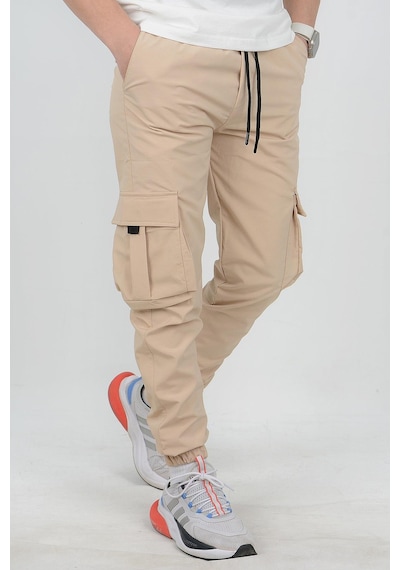Edwoxmen Erkek Slim Fit Cepli Beli Ve Paçası Lastikli İnce Spor Pantolon Bej Edw071-bej Bej