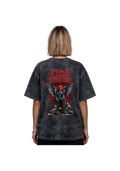 Ozzy Osbourne Rock Metal Müzik Grubu Baskılı Unisex Oversize Eski Siyah