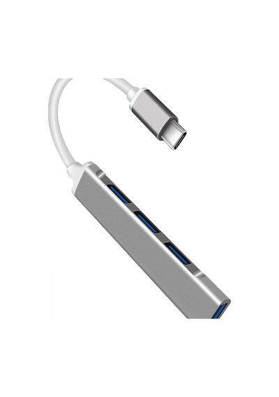 C-809 Macbook İle Uyumlu İçe Aktarım Alüminyum Gövde Type-c To 4 Usb Port 3.0 Splitter 5 Gbps Çevirici Hub Adaptör Gümüş .